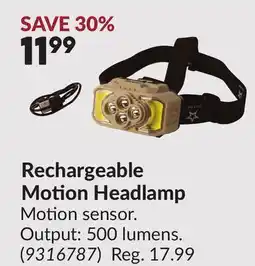 Princess Auto Rechargeable Motion Headlamp offer
