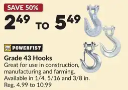 Princess Auto Grade 43 Hooks offer