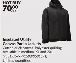 Princess Auto Insulated Utility Canvas Parka Jackets offer