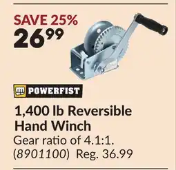Princess Auto 1,400 lb Reversible Hand Winch offer