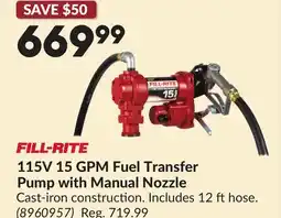 Princess Auto 115V 15 GPM Fuel Transfer Pump with Manual Nozzle offer