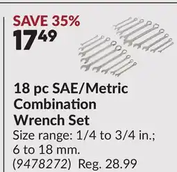 Princess Auto 18 pc SAE/Metric Combination Wrench Set offer