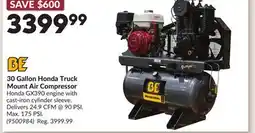 Princess Auto 30 Gallon Honda Truck Mount Air Compressor offer
