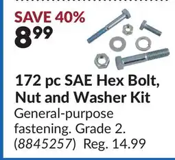 Princess Auto 172 pc SAE Hex Bolt, Nut and Washer Kit offer