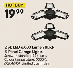 Princess Auto 2 pk LED 6,000 Lumen Black 3-Panel Garage Lights offer
