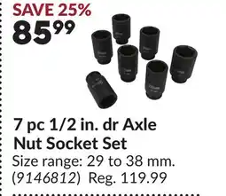 Princess Auto 7 pc 1/2 in. dr Axle Nut Socket Set offer