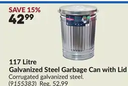 Princess Auto 117 Litre Galvanized Steel Garbage Can with Lid offer