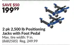 Princess Auto 2 pk 2,500 lb Positioning Jacks with Foot Pedal offer