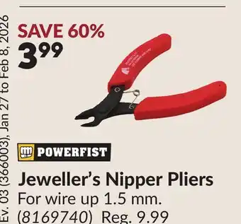 Princess Auto Jeweller's Nipper Pliers offer