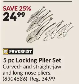 Princess Auto 5 pc Locking Plier Set offer