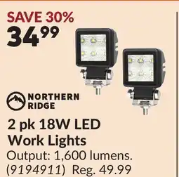 Princess Auto 2 pk 18W LED Work Lights offer