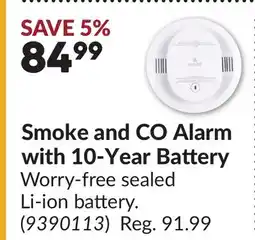 Princess Auto Smoke and CO Alarm with 10-Year Battery offer
