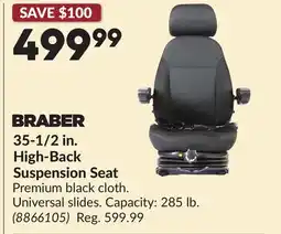Princess Auto 35-1/2 in. High-Back Suspension Seat offer
