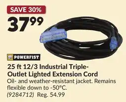 Princess Auto 25 ft 12/3 Industrial Triple- Outlet Lighted Extension Cord offer
