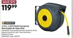 Princess Auto 1/2 in. x 50 ftMulti-Functional Retractable Air Hose Reel offer