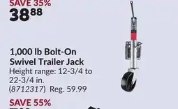 Princess Auto 1,000 lb Bolt-On Swivel Trailer Jack offer