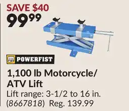 Princess Auto 1,100 lb Motorcycle/ ATV Li offer
