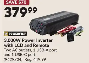 Princess Auto 3,000W Power Inverter with LCD and Remote offer