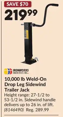 Princess Auto 10,000 lb Weld-On Drop Leg Sidewind Trailer Jack offer