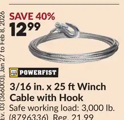 Princess Auto 3/16 in. x 25 ftWinch Cable with Hook offer