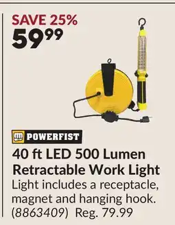 Princess Auto 40 ft LED 500 Lumen Retractable Work Light offer