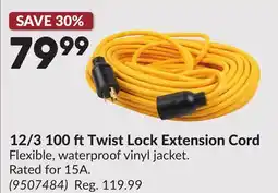 Princess Auto 12/3 100 ftTwist Lock Extension Cord offer