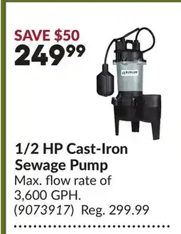 Princess Auto 1/2 HP Cast-Iron Sewage Pump offer