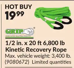 Princess Auto 1/2 in. x 20 ft6,800 lb Kinetic Recovery Rope offer