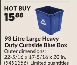 Princess Auto 93 Litre Large Heavy Duty Curbside Blue Box offer