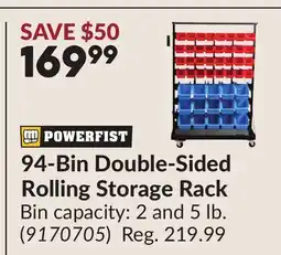 Princess Auto 94-Bin Double-Sided Rolling Storage Rack offer
