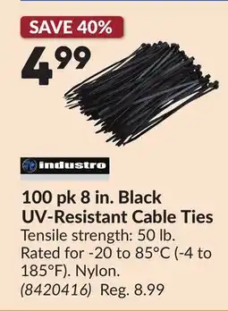 Princess Auto 100 pk 8 in. Black UV-Resistant Cable Ties offer
