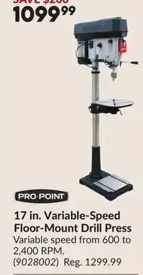 Princess Auto 17 in. Variable-Speed Floor-Mount Drill Press offer