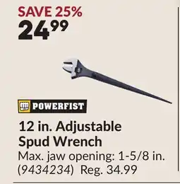 Princess Auto 12 in. Adjustable Spud Wrench offer