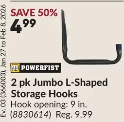 Princess Auto 2 pk Jumbo L-Shaped Storage Hooks offer