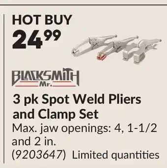 Princess Auto 3 pk Spot Weld Pliers and Clamp Set offer
