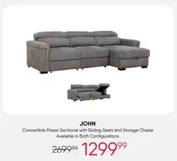 Meubles RD John - Power Sectional with Sliding Seats and Storage Chaise offer