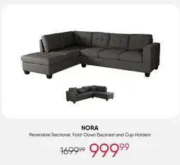 Meubles RD Nora - Reversible Sectional with a Drop-Down Backrest and Cup Holders offer