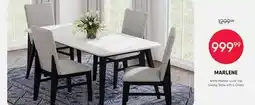 Meubles RD Marlene - White Marble-Look Top Dining Table with 4 Chairs offer