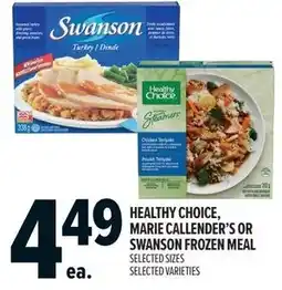 Metro Healthy choice, marie callender's or swanson frozen meal offer