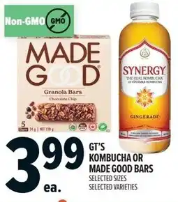 Metro GT'S kombucha or made good bars offer