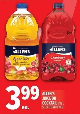 Metro Allen's juice or cocktail offer