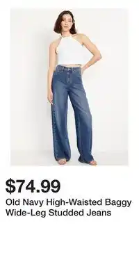 Old Navy Old Navy High-Waisted Baggy Wide-Leg Studded Jeans offer