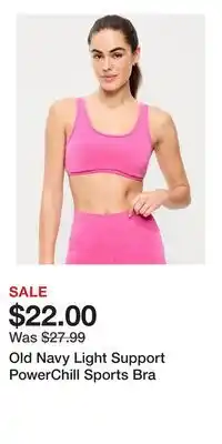Old Navy Old Navy Light Support PowerChill Sports Bra offer