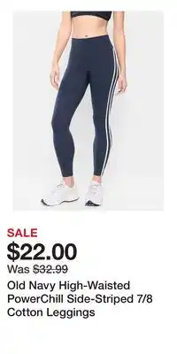 Old Navy Old Navy High-Waisted PowerChill Side-Striped 7/8 Cotton Leggings offer