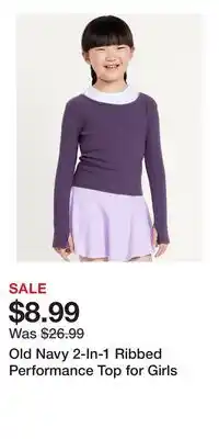 Old Navy Old Navy 2-In-1 Ribbed Performance Top for Girls offer