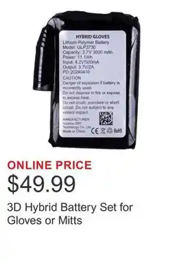 Costco 3D Hybrid Battery Set for Gloves or Mitts offer
