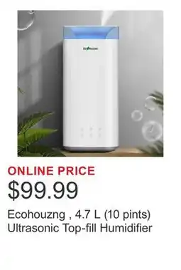 Costco Ecohouzng , 4.7 L (10 pints) Ultrasonic Top-fill Humidifier offer