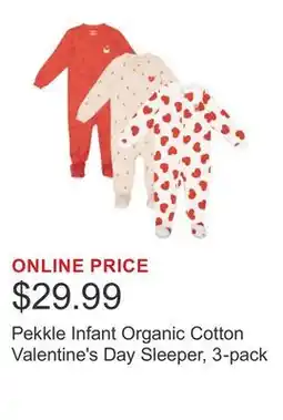 Costco Pekkle Infant Organic Cotton Valentine's Day Sleeper, 3-pack offer