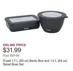 Costco S'well 1.7 L (60 oz) Bento Box and 1.9 L (64 oz) Salad Bowl Set offer