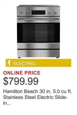 Costco Hamilton Beach 30 in. 5.0 cu ft. Stainless Steel Electric Slide-in Range with Convection and Air Fry offer